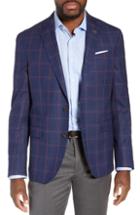 Men's Ted Baker London Konan Trim Fit Windowpane Wool Sport Coat L - Blue
