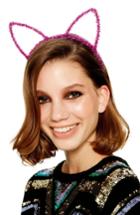 Topshop Tinsel Cat Ear Headband, Size - Purple