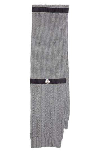 Men's Moncler Textured Wool & Cashmere Scarf, Size - Grey