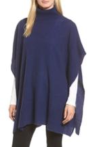 Women's Halogen Cashmere Turtleneck Poncho, Size - Blue