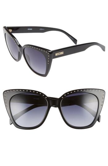 Women's Moschino 53mm Cat Eye Sunglasses - Black