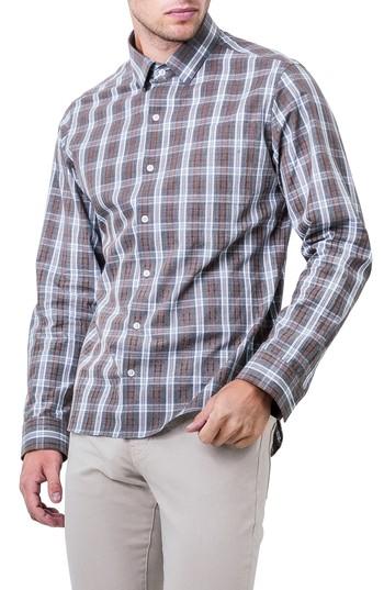 Men's 7 Diamonds Majesty Plaid Woven Shirt - Brown