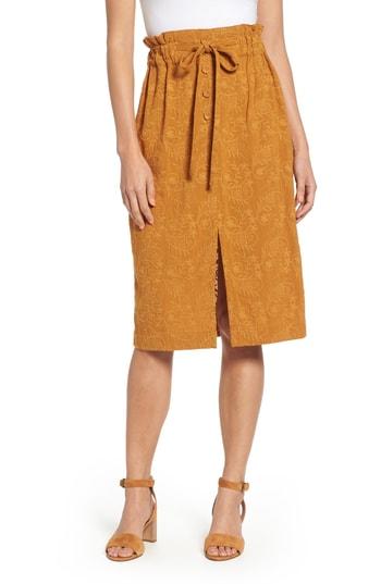 Women's Moon River Embroidered Paperbag Waist Skirt - Yellow