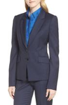 Women's Boss Jakinala Dark Blue Wool Melange Jacket - Blue