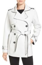 Women's Kristen Blake Raw Edge Short Trench Coat - White