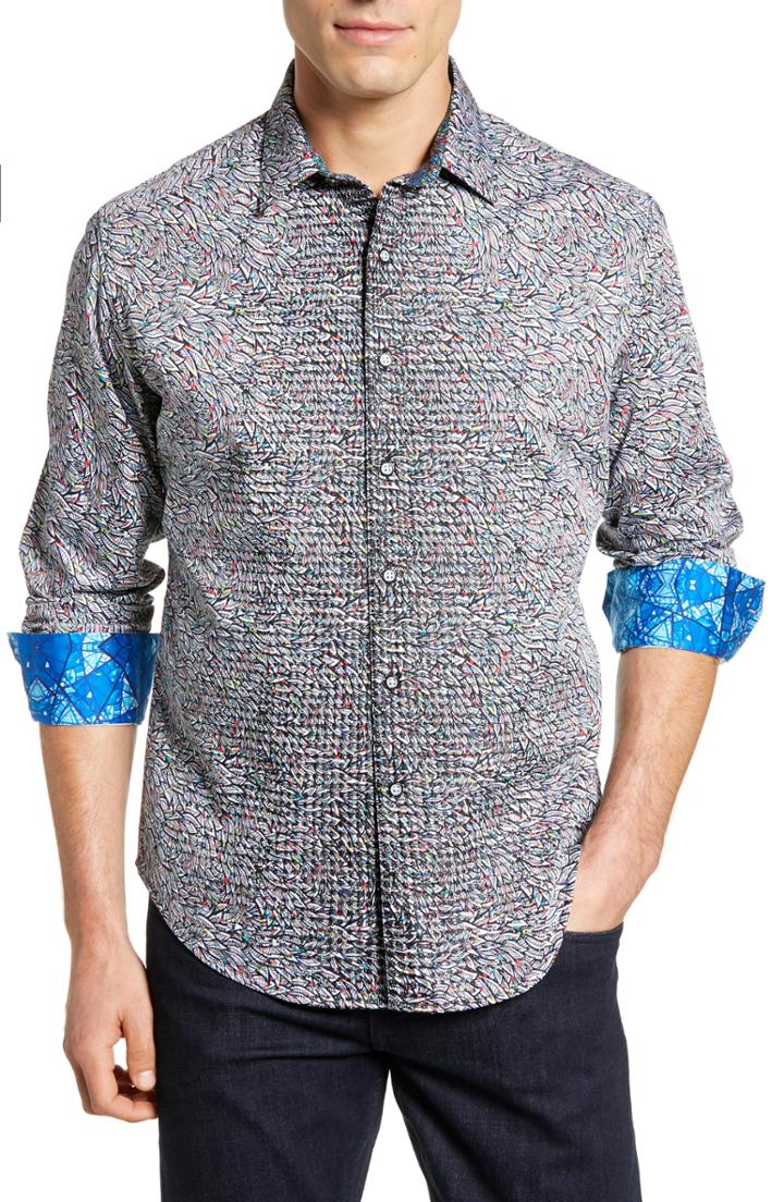 Men's Robert Graham Berger Classic Fit Sport Shirt - Grey
