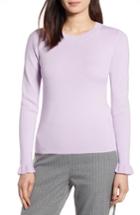 Women's Halogen Scallop Trim Sweater - Purple