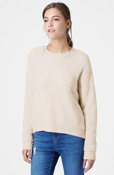 Topshop Fluffy Pullover Sweater Cream