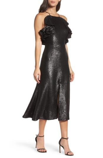 Women's C/meo Collective Illuminated Sequin Ruffle Midi Dress - Black