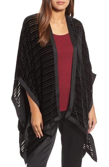 Women's Eileen Fisher Velvet Stripe Burnout Poncho Wrap