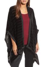 Women's Eileen Fisher Velvet Stripe Burnout Poncho Wrap