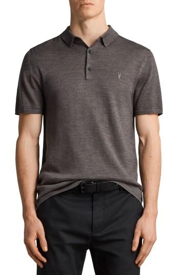 Men's Allsaints Mode Slim Fit Merino Wool Polo - Grey