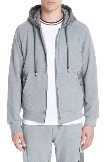 Men's Moncler Maglia Quilted & Knit Zip Hoodie - Black