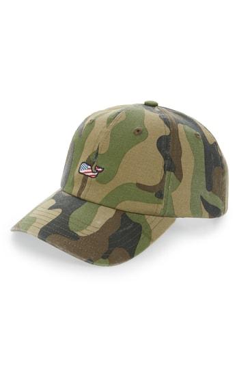 Men's Vineyard Vines Flag Whale Camo Ball Cap - Green