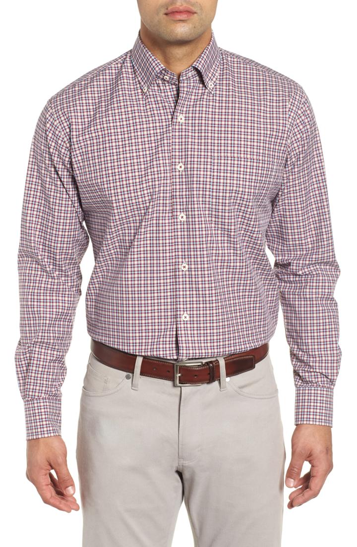 Men's Peter Millar Albertville Check Sport Shirt, Size - Red