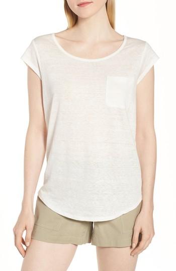 Women's Nordstrom Signature Linen Pocket Tee - White