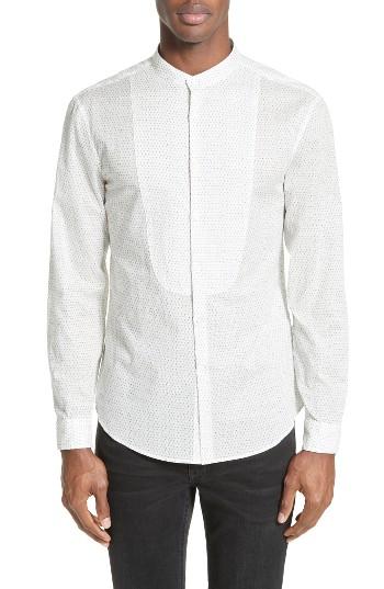 Men's John Varvatos Collection Bib Front Print Sport Shirt - White