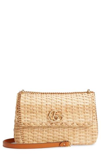 Gucci Small Linea Cestino Glazed Wicker Shoulder Bag - Beige