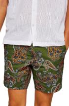 Men's Topman Slim Fir Paisley Print Shorts - Blue