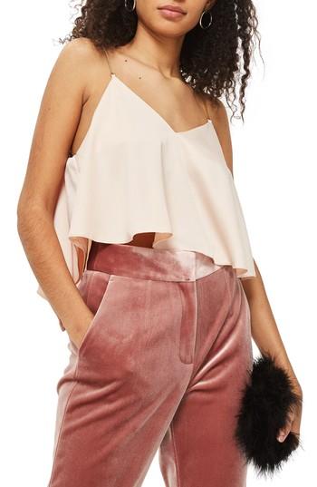 Women's Topshop Chain Strap Camisole Top Us (fits Like 0) - Beige