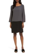 Women's Eileen Fisher Colorblock Tencel Blend Shift Dress, Size - Brown