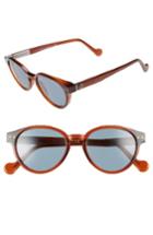 Women's Moncler 50mm Round Sunglasses - Shiny Dark Brown / Blue