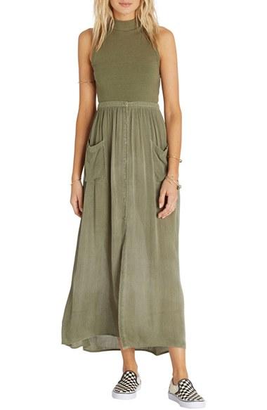 Women's Billabong Honey High Waist Maxi Skirt - Green