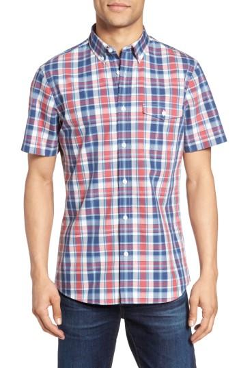 Men's Nordstrom Men's Shop Slim Fit Plaid Sport Shirt, Size - Blue