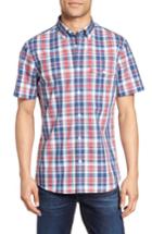 Men's Nordstrom Men's Shop Slim Fit Plaid Sport Shirt, Size - Blue
