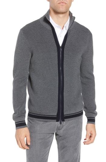 Men's Boss Tepe Stripe Wool Sweater, Size - Grey
