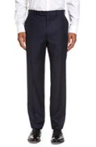 Men's Jb Britches Flat Front Chalk Stripe Wool Trousers R - Blue