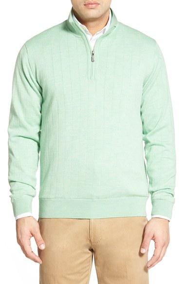 Men's Bobby Jones Windproof Merino Wool Quarter Zip Sweater - Green