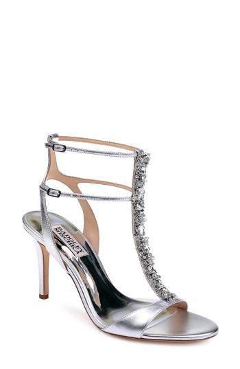 Women's Badgley Mischka Hollow T-strap Embellished Sandal M - Metallic