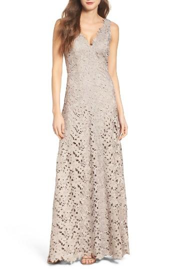 Women's Vera Wang Lace Gown - Beige