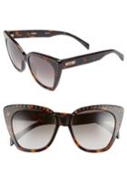 Women's Moschino 53mm Cat Eye Sunglasses - Dark Havana
