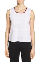 Women's Ming Wang Tipped Square Neck Tank - White