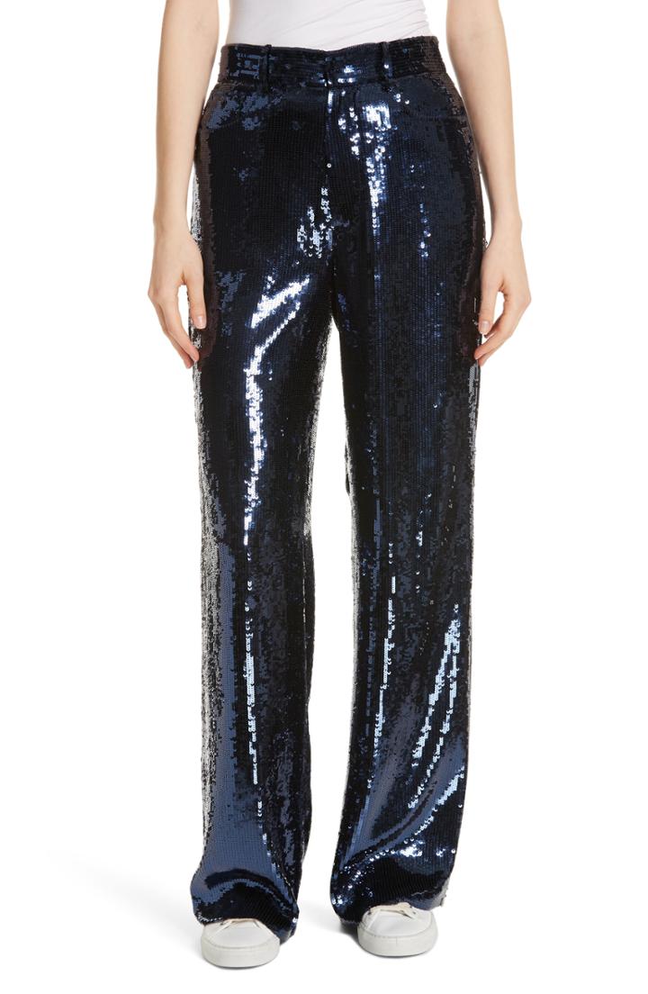 Women's Polo Ralph Lauren Wide Leg Sequin Pants - Blue