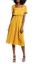 Women's English Factory Square Neck Midi Dress - Yellow