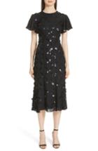 Women's Sachin & Babi Noir Sequin Flutter Sleeve Silk Dress - Black