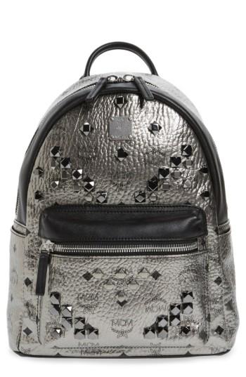 Mcm 'small Stark' Studded Backpack - Metallic