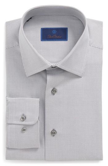 Men's David Donahue Regular Fit Solid Dress Shirt .5 - 34/35 - Grey