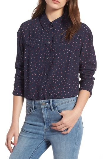 Women's Treasure & Bond Print Western Shirt, Size - Blue