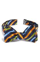 Men's Ted Baker London Stripe Silk Bow Tie, Size - Blue