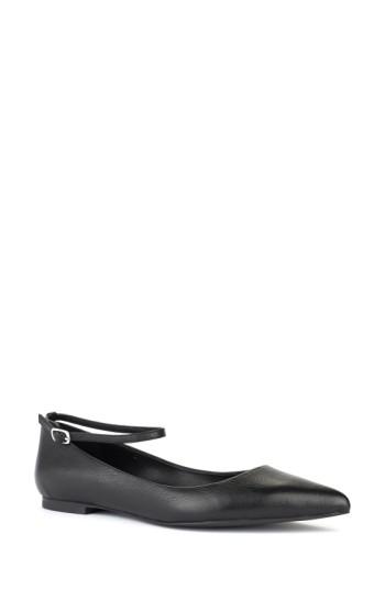 Women's Shoes Of Prey Ankle Strap Flat .5 B - Black