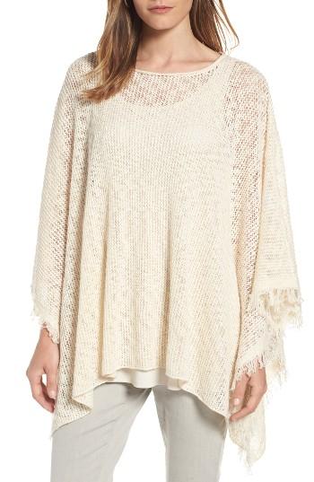 Women's Eileen Fisher Organic Cotton Poncho, Size - White