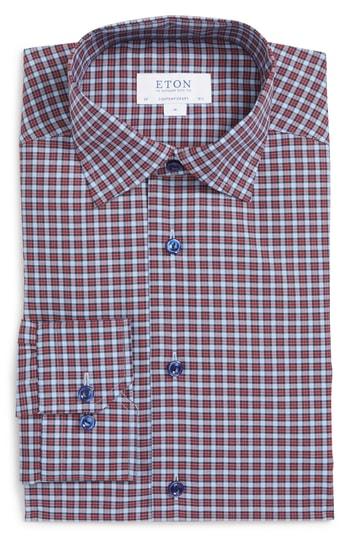 Men's Eton Contemporary Fit Plaid Dress Shirt - Red