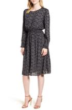 Women's Velvet By Graham & Spencer Floral Gauze Smocked Waist Dress - Black