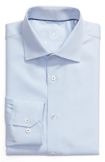 Men's Bugatchi Trim Fit Dobby Check Dress Shirt .5 - Blue
