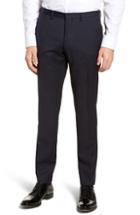 Men's Boss Wave Cyl Flat Front Solid Wool Trousers R - Blue