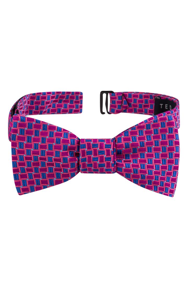 Men's Ted Baker London Basket Weave Grid Silk Bow Tie, Size - Pink
